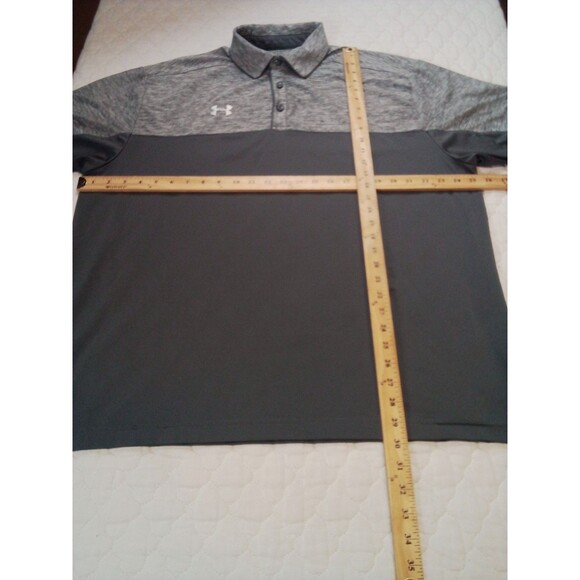Men's Gray Under Armour Polo  Tone  Shirt No Size Tag Measures XL - Picture 6 of 12
